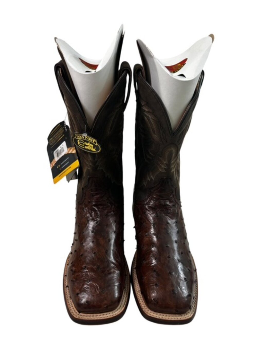Dan Post DP3875 Cowboy Boots Mens 10 D Brown Genuine Ostrich Western Square Toe - Picture 2 of 16